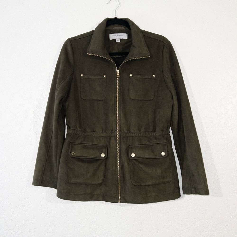 Andrew Marc New York Olive Green Faux Suede Jacket Size Medium